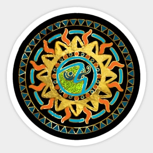 Aztect Lizard in sun symbol Sticker